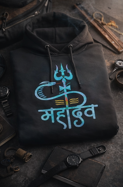 Shiva Graphic Printed Cotton Hoodie