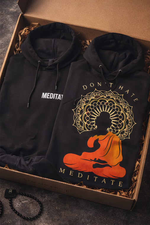 Meditation Graphic Printed Full Sleeves Hoodie
