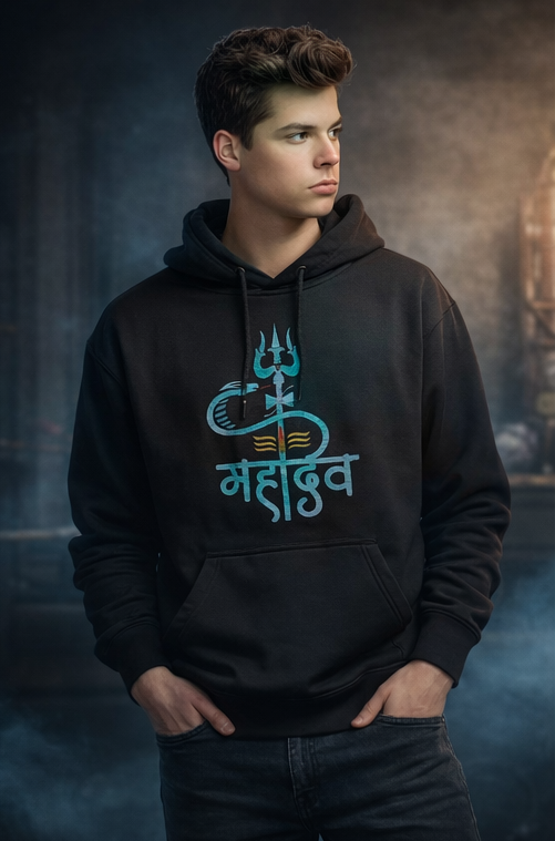 Shiva Graphic Printed Cotton Hoodie