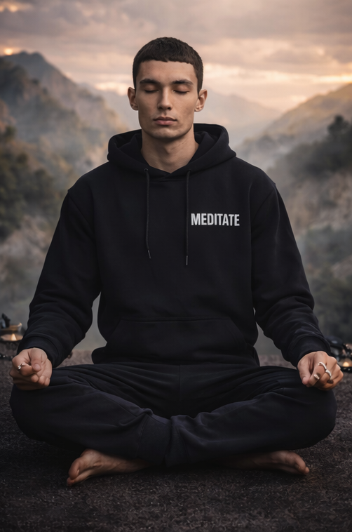 Meditation Graphic Printed Full Sleeves Hoodie