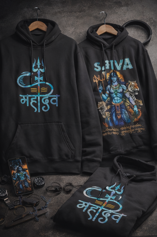 Shiva Graphic Printed Cotton Hoodie