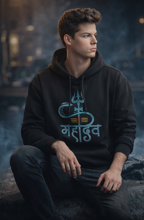 Shiva Graphic Printed Cotton Hoodie