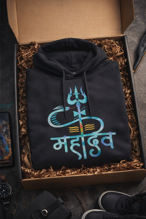 Shiva Graphic Printed Cotton Hoodie
